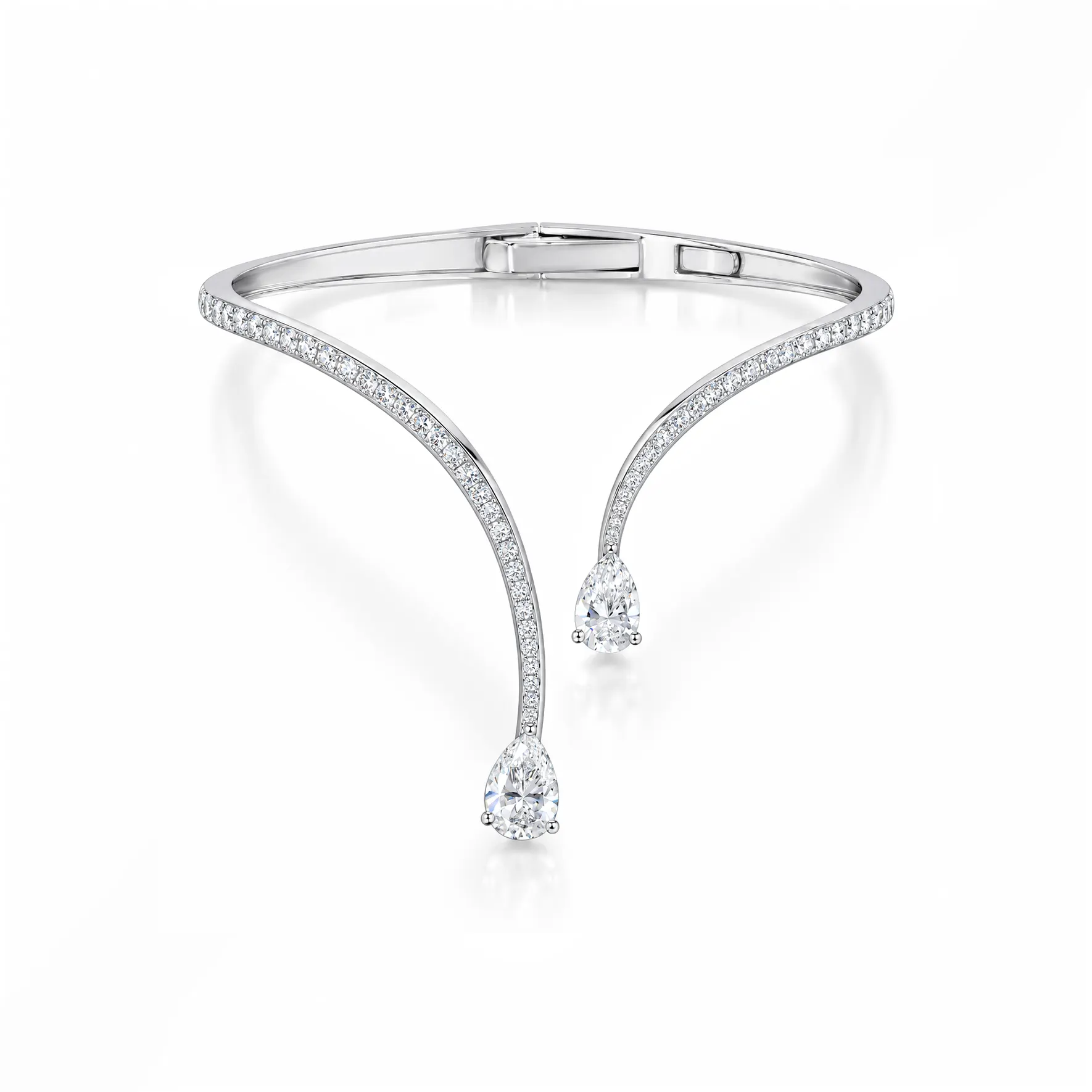 3.16ct-Dual Drop Diamond Cuff Bracelet
